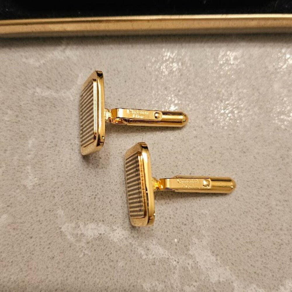 CHRISTIAN DIOR Cufflinks Gold Tone - Picture 4 of 6